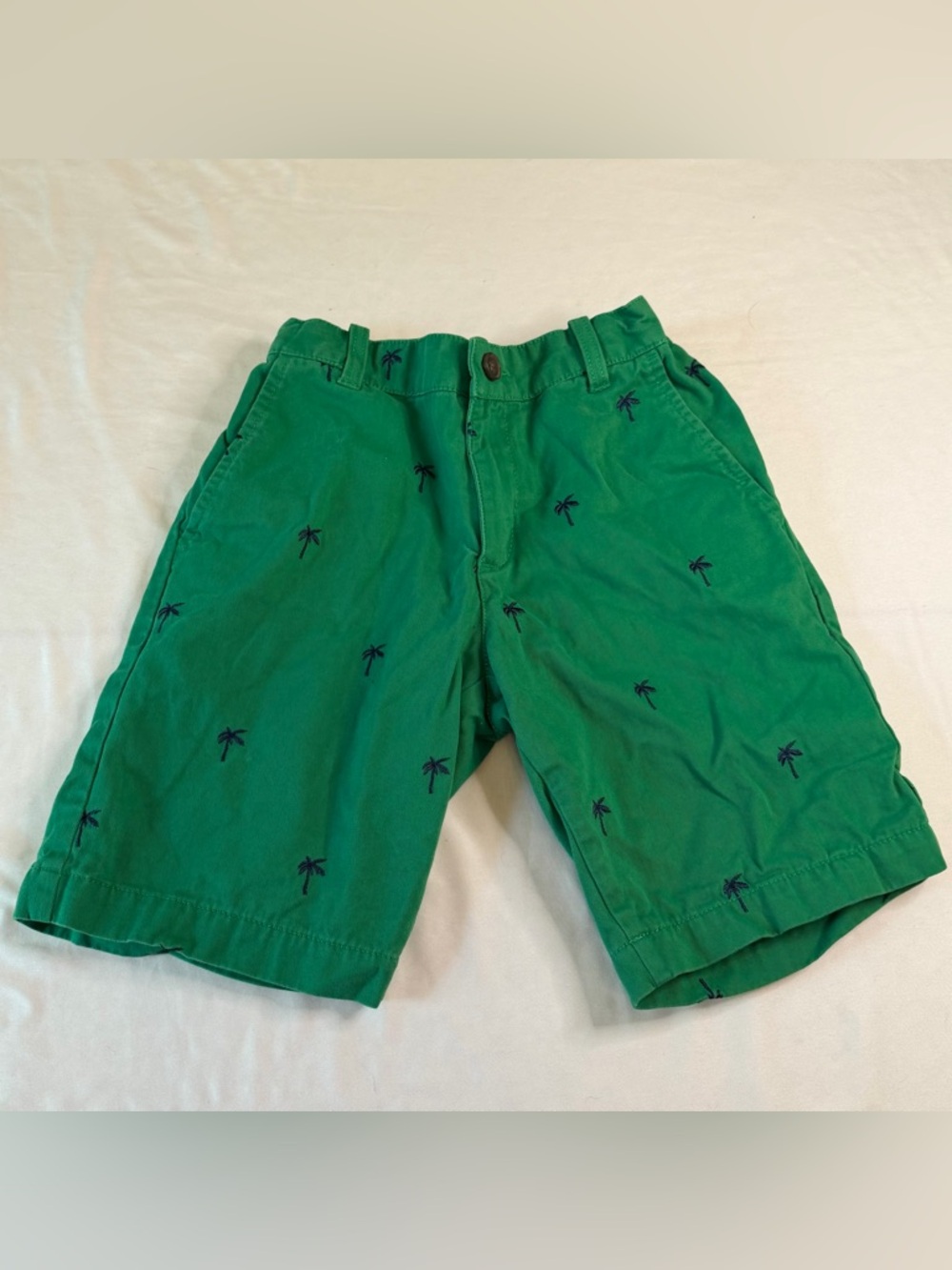 Hanna Andersson Boys Shorts Size 140 (9-10) Green Palm Tree Embroidered Cotton